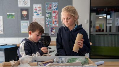 Children building sculpture