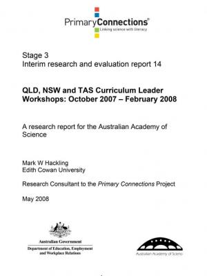 QLD, NSW and TAS Curriculum Leader workshops: October 2007 - February 2008