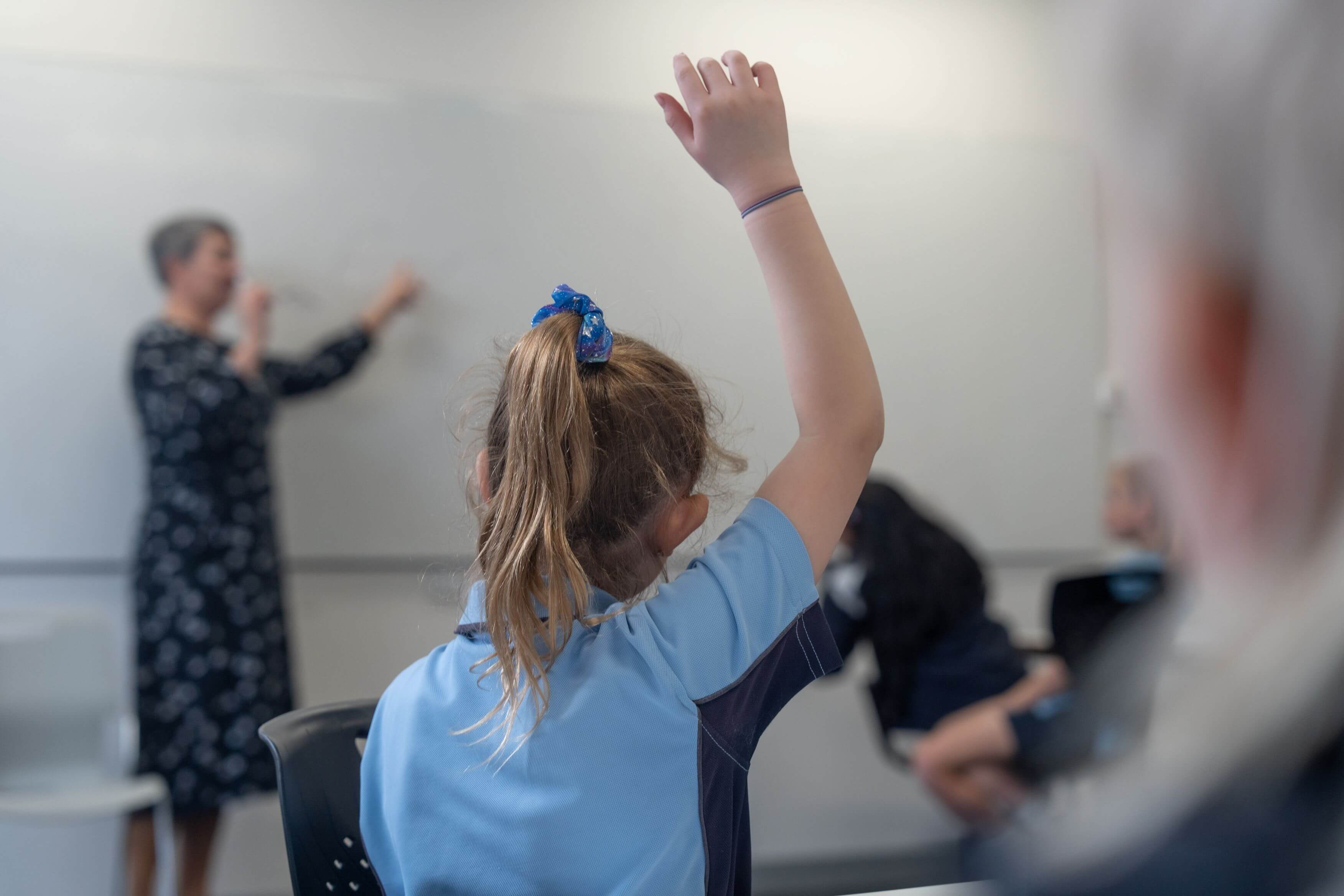 Student with hand up