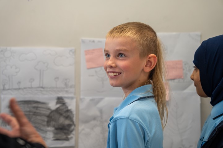 Student in a gallery walk