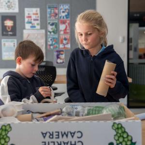 Children building sculpture