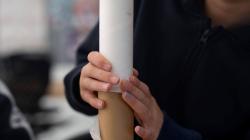 Student making a scuplture