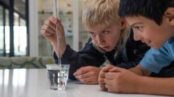 Students using a thermometer
