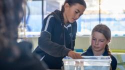 Students using water